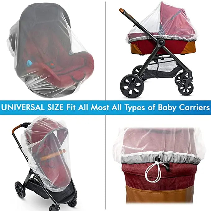 Mosquito Net for Baby Carriers, Stroller, Car Seats, Cradles. 29x21 Inch White Color. LifeKrafts