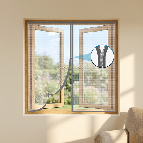 LifeKrafts White Zipper Window Mosquito Net – 120 GSM Fiberglass, Pre-stitched, Ideal for UPVC & White Aluminium Windows, Bedroom Kitchen Bathroom Use