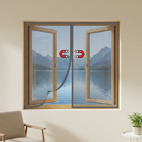 LifeKrafts Grey Magnetic
Window Mosquito Net – Pre-
Stitched Polyester Mesh with
Auto-Close Magnet for Home
Windows