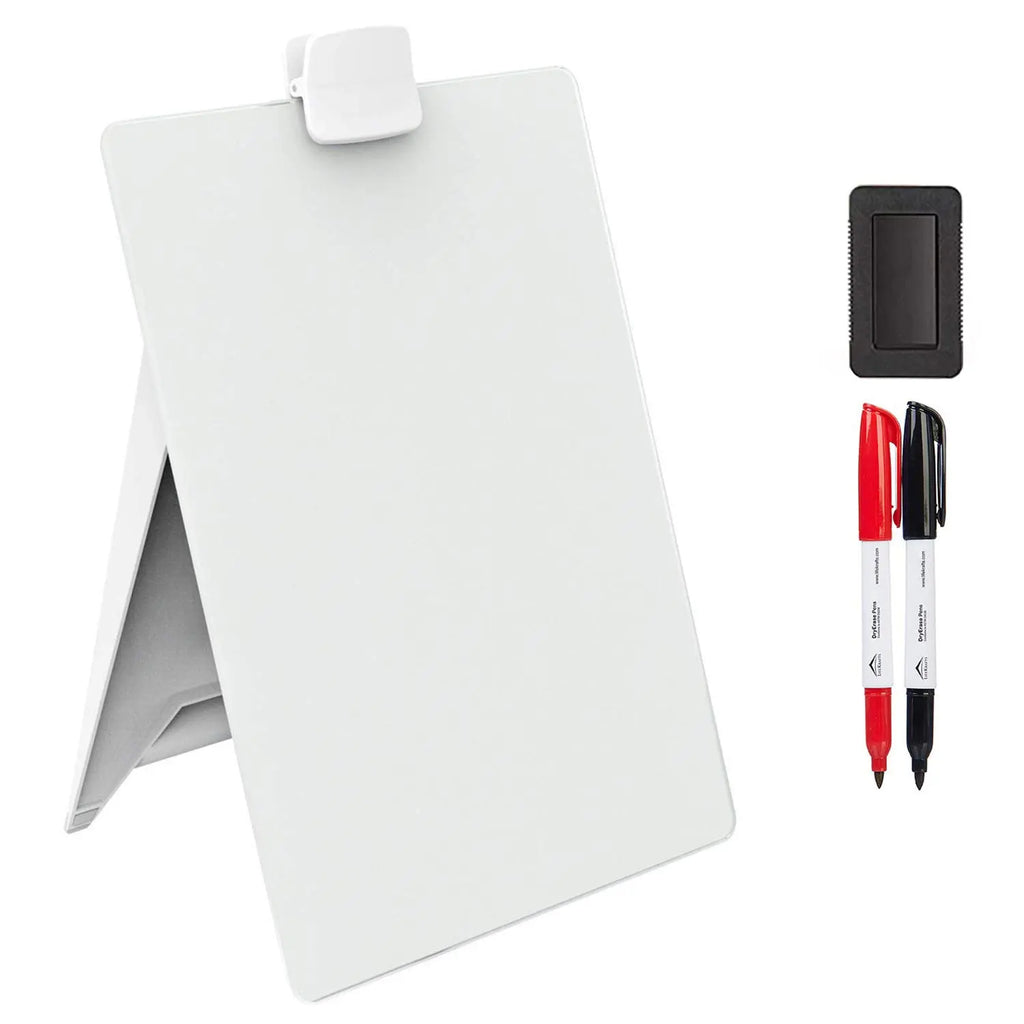 9 x 12 inch non-magnetic glass whiteboard tabletop easel with two markers and eraser