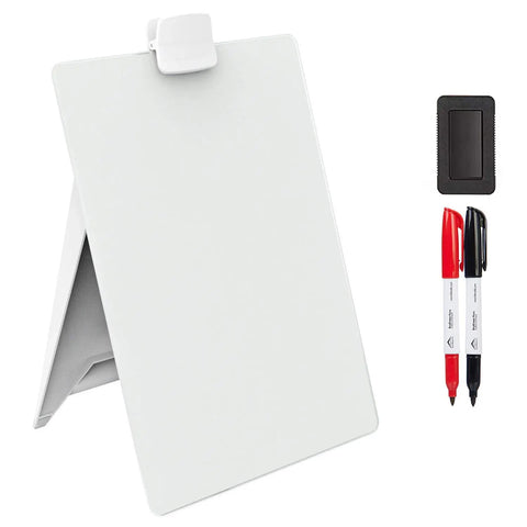 LifeKrafts non-magnetic glass dry erase easel board with markers and eraser for desktop use