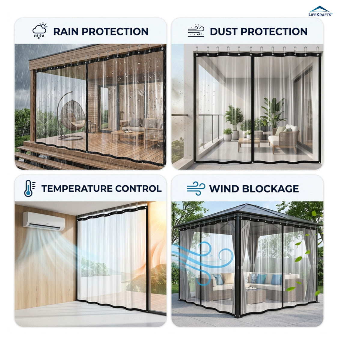 Rain Curtain | Outdoor Transparent PVC Curtains | LifeKrafts - LifeKrafts