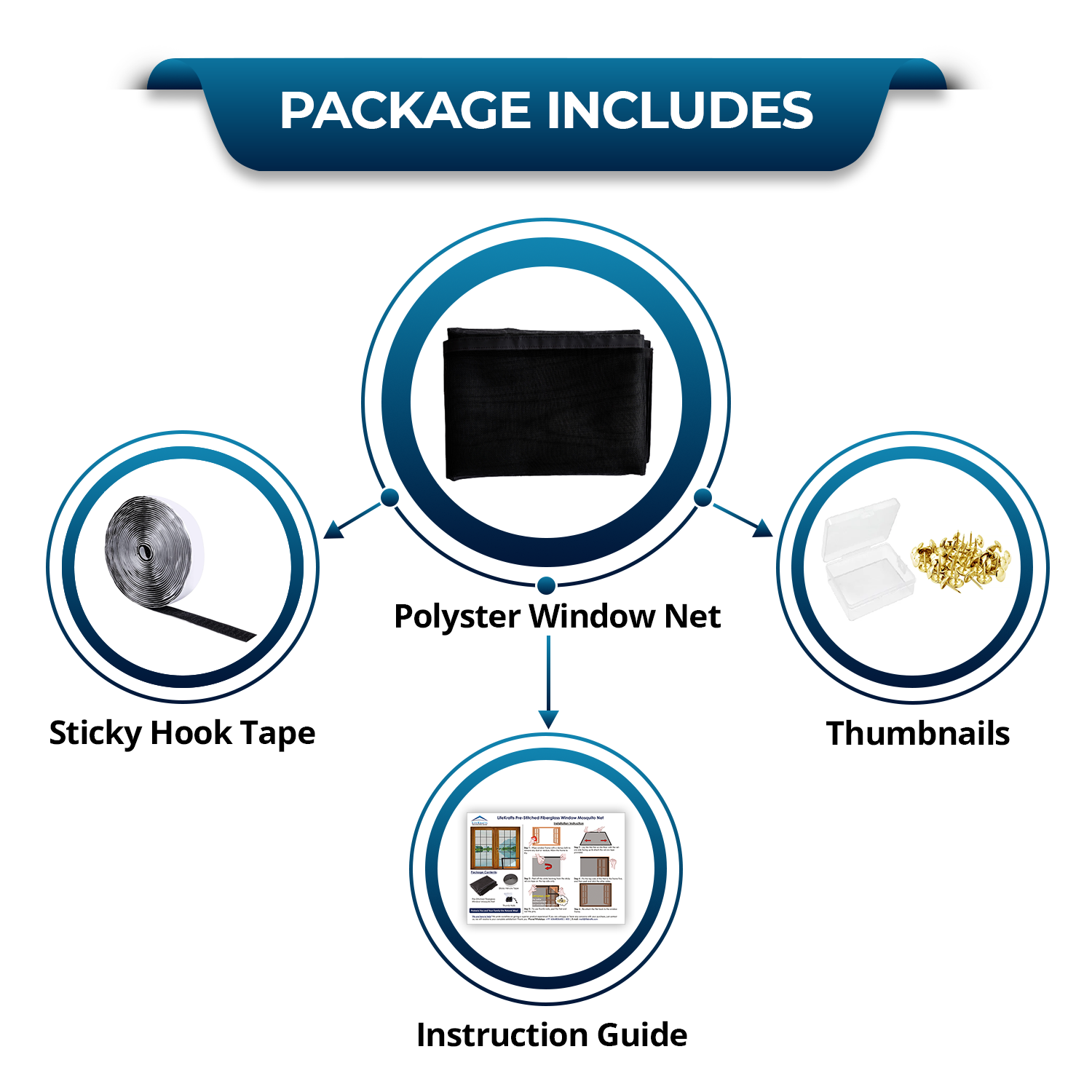 Pre-stitched Window Mosquito Net (Polyester) | - BLACK Mosquito Net Customize LifeKrafts