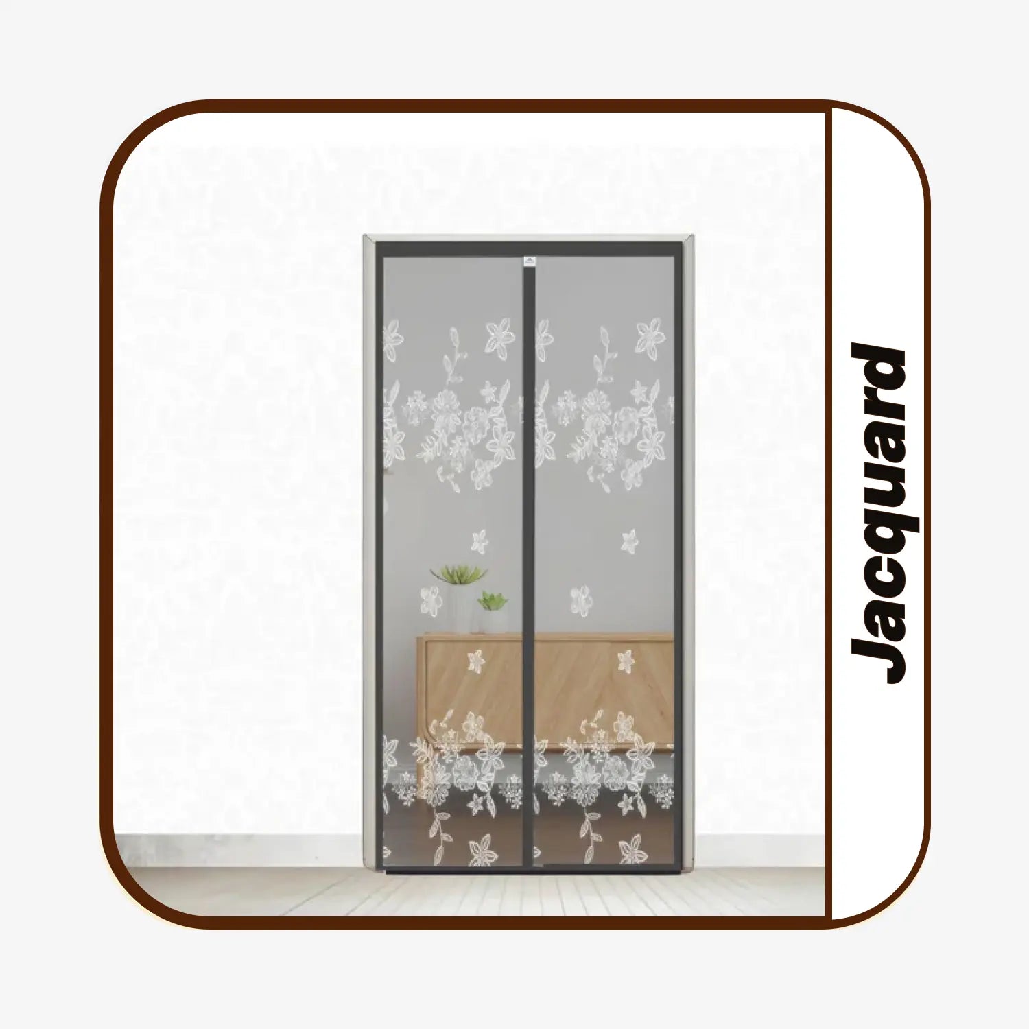 Polyester Door Mosquito Net with Magnets Jacquard Grey Color LifeKrafts