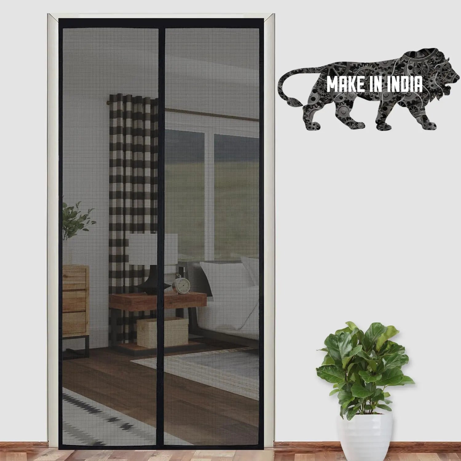 Polyester Magnetic Mosquito Net Curtain for Door - BLACK LifeKrafts