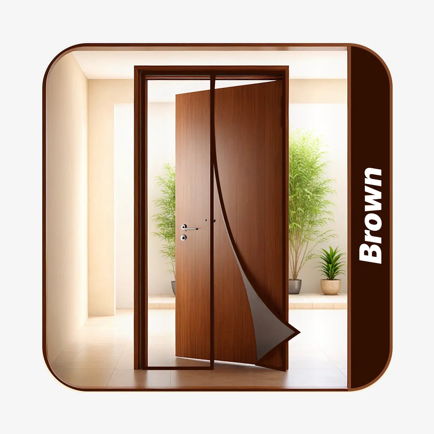 Polyester Magnetic Mosquito Net Curtain for Door - BROWN LifeKrafts