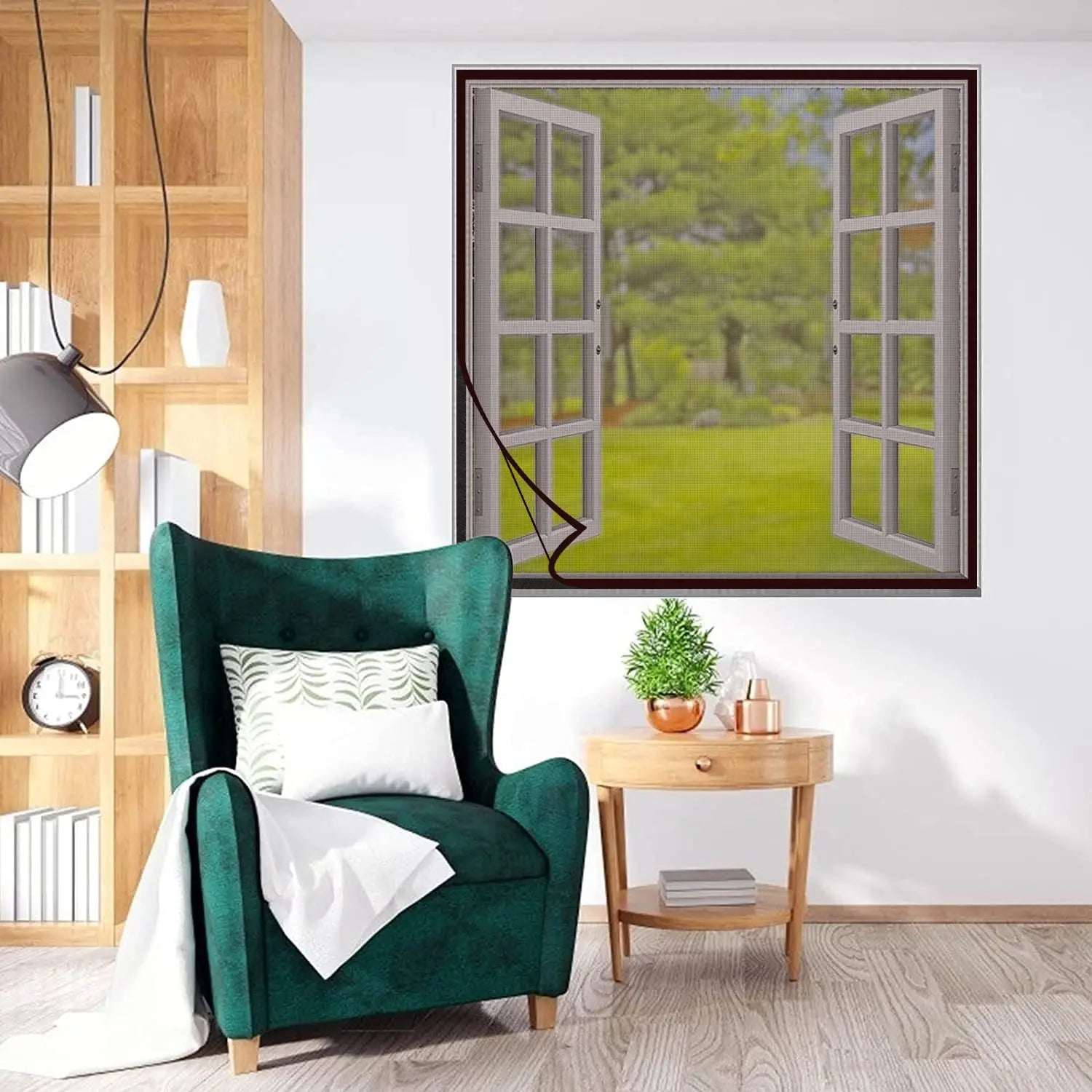 Polyester Stitched Window Mosquito Net Curtain, Pre-Stitched to Net - BROWN LifeKrafts