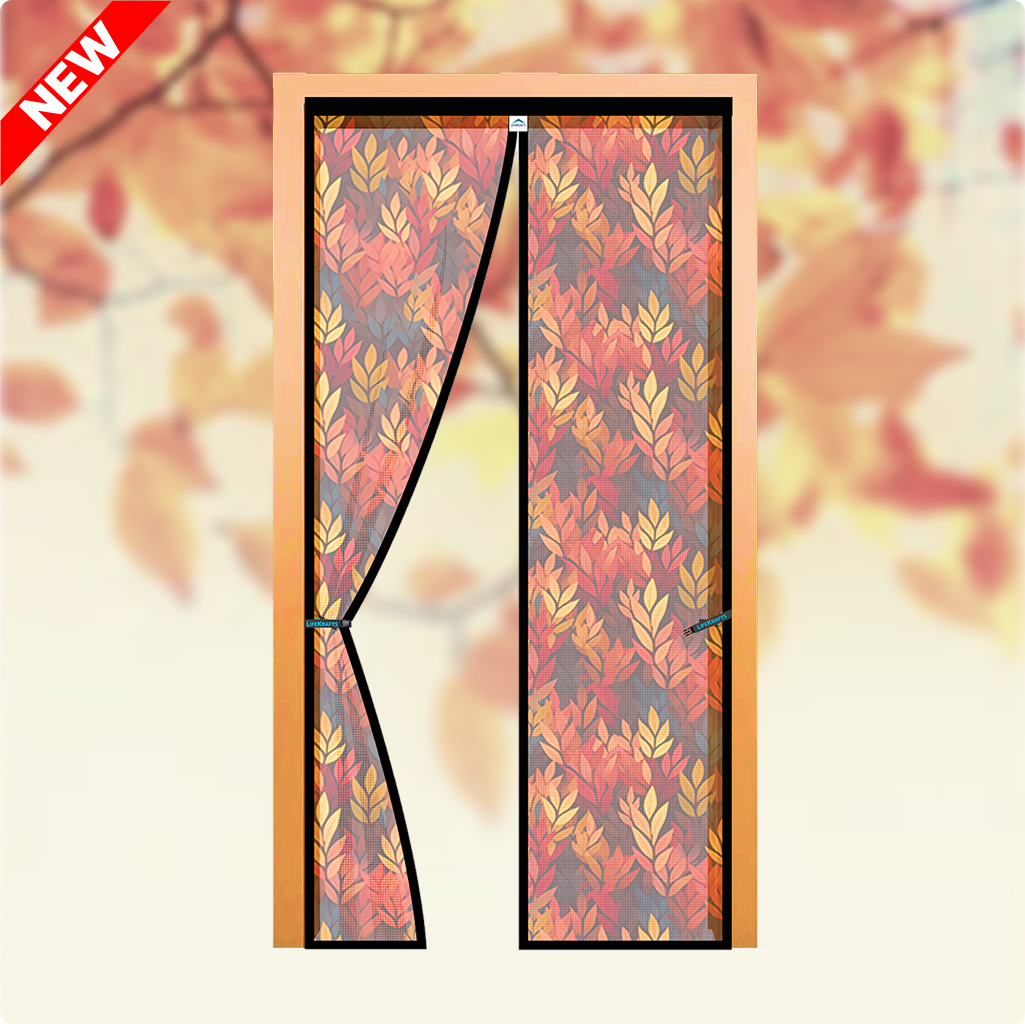 Red Leaf Net - Polyester Door Mosquito Net with Magnets