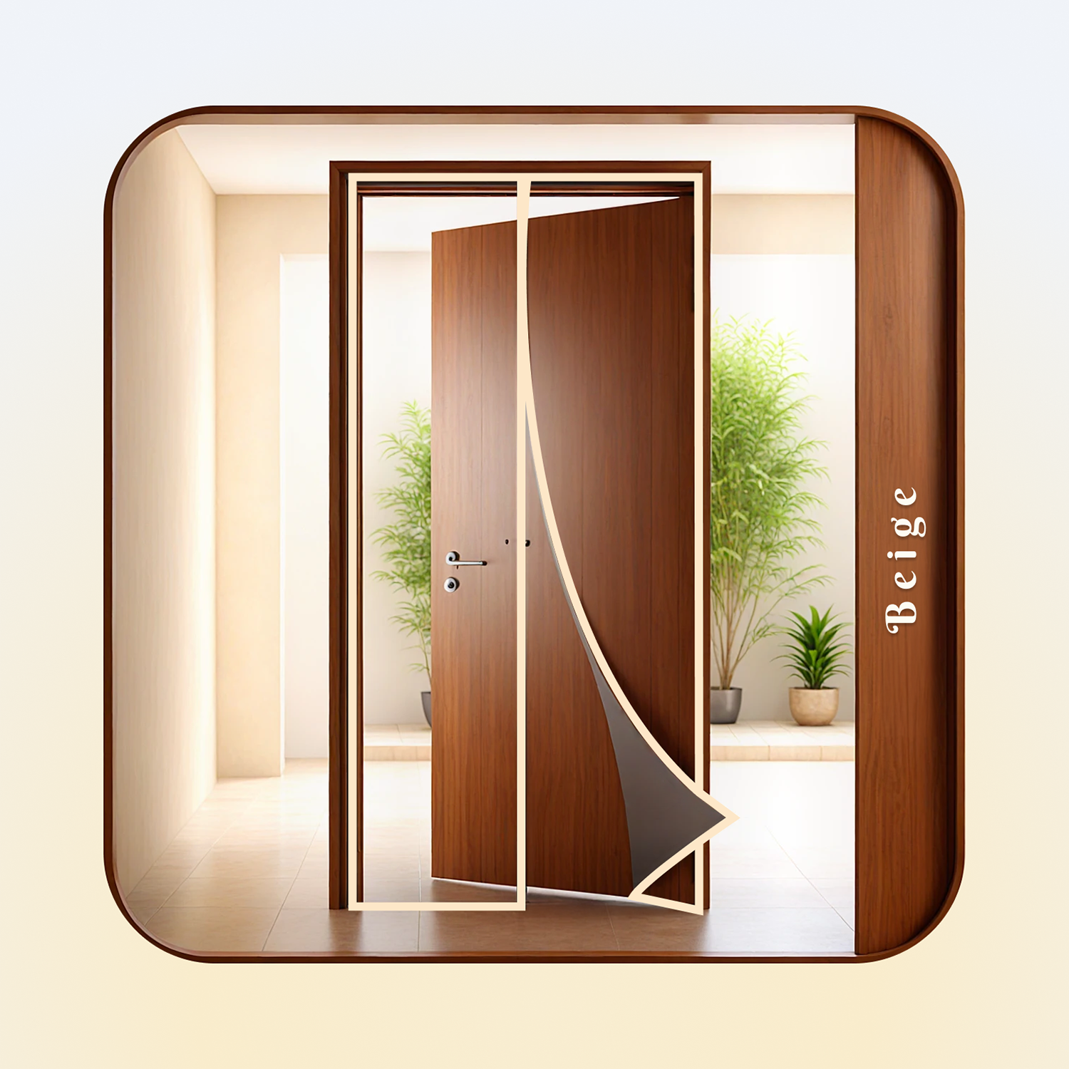 Polyester Magnetic Mosquito Net Curtain for Door - BEIGE