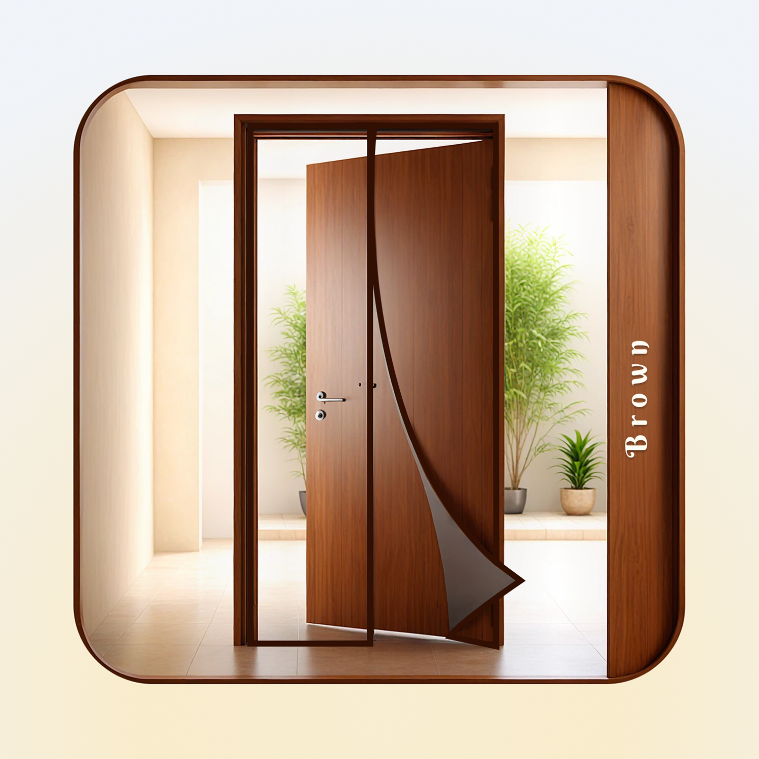 Polyester Magnetic Mosquito Net Curtain for Door - BROWN