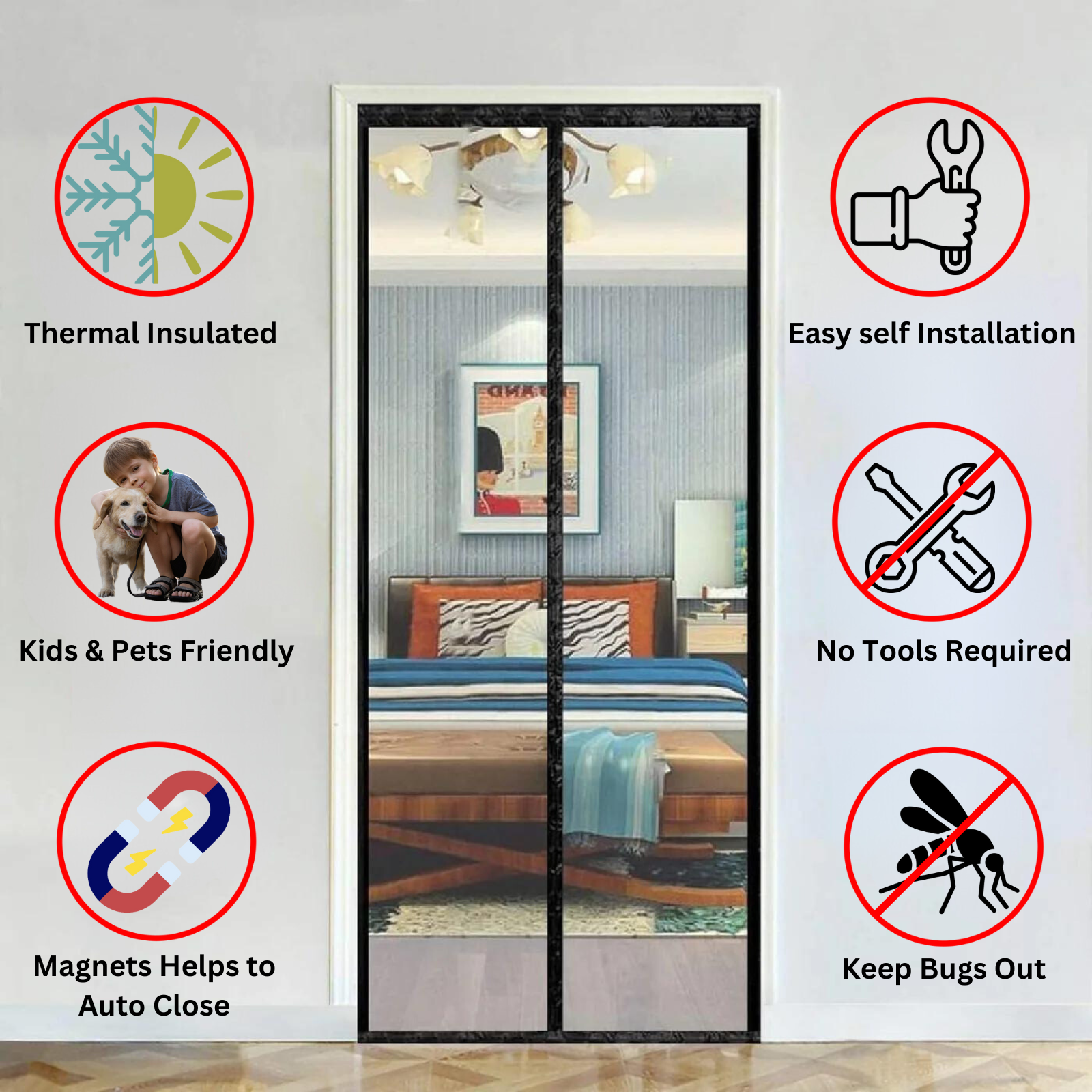 Customizable Transparent Insulated Thermal Magnetic Door Curtain for AC Room - LifeKrafts