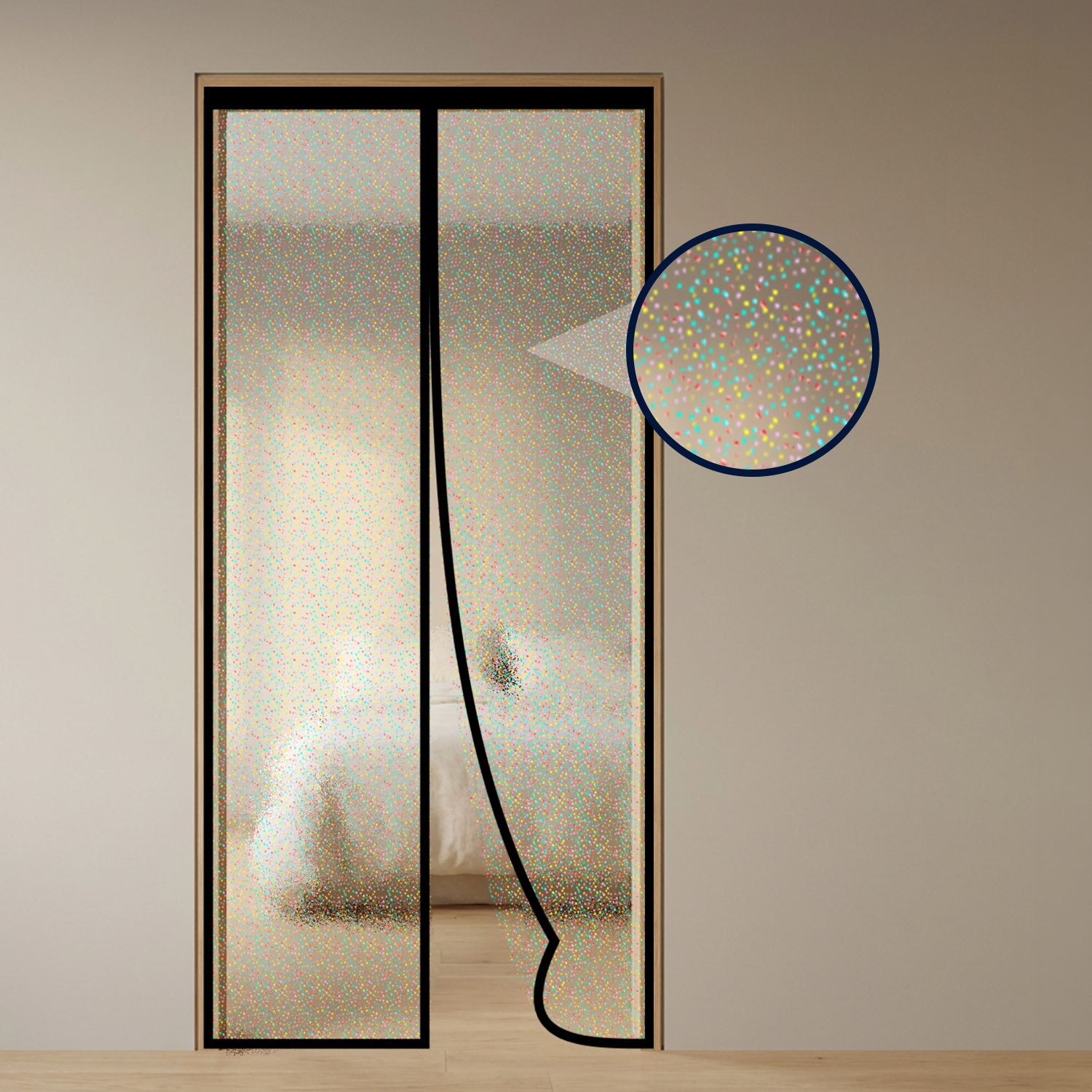 AC Curtain - Magnetic | Glitter Translucent Insulated Thermal | Black | LifeKrafts AC Curtain LifeKrafts