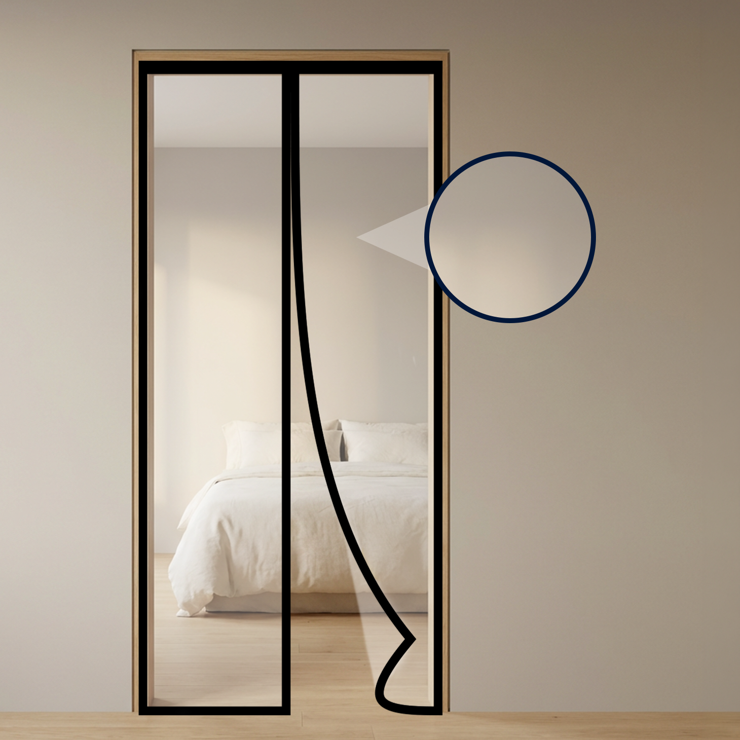 Transparent Insulated Thermal Magnetic Door Curtain for AC Room- Black (Standard Sizes) Door net LifeKrafts
