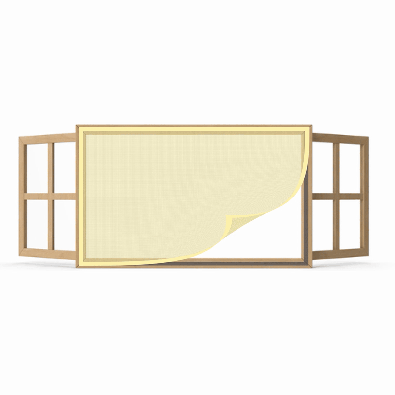Polyester Window Mosquito Net Curtain, Pre-Stitched- BEIGE