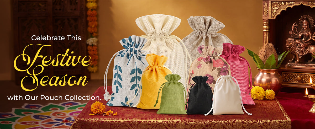Jute Potli Bags | Adjustable Drawstring Bags | Green | LifeKrafts