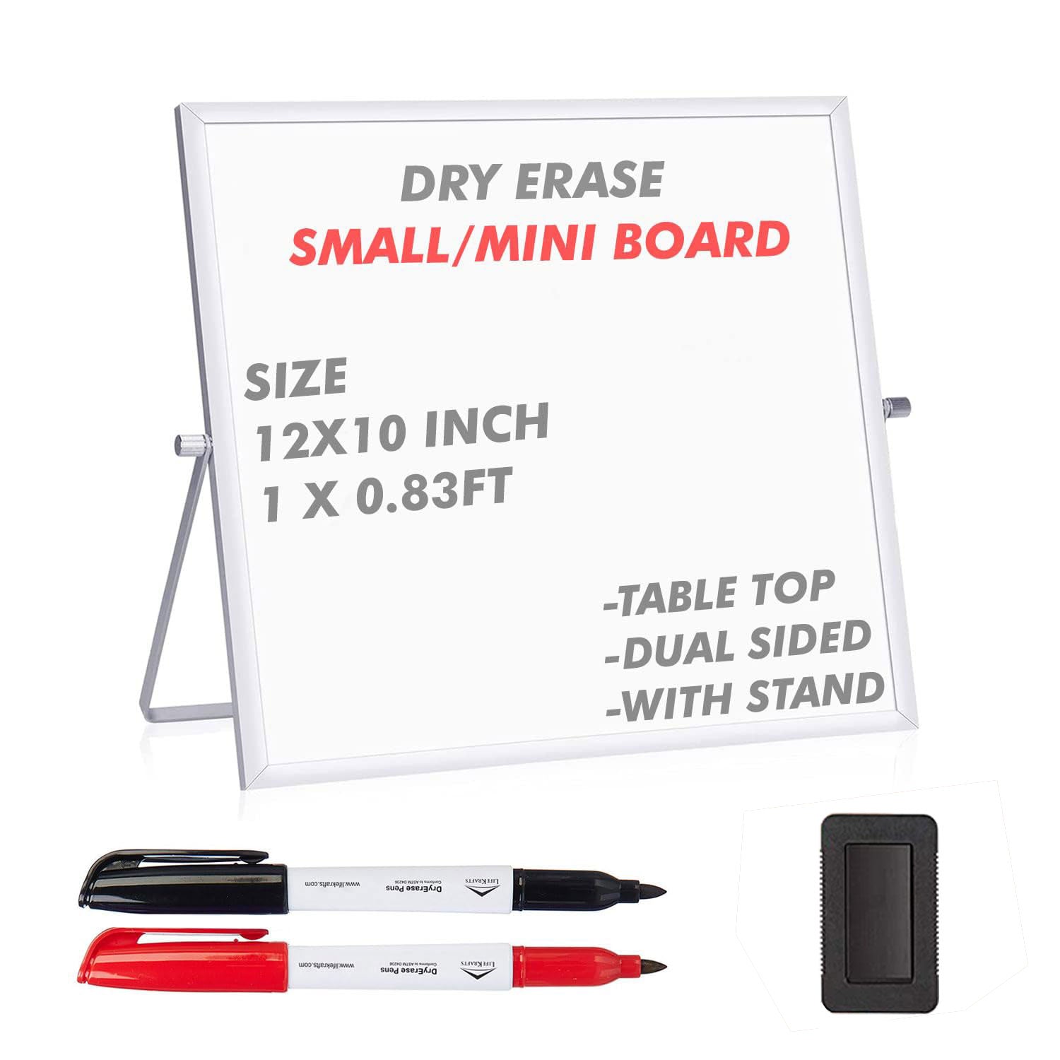 Mini Double-Sided Whiteboard with Stand, Tabletop Portable Easel Board for Kids and Adults , Size( 12 x 10 Inches )