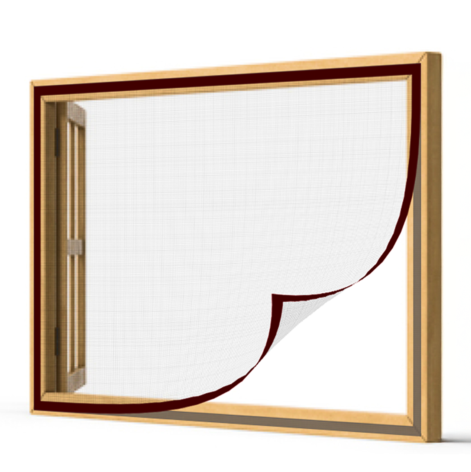 Polyester Window Mosquito Net Curtain, Pre-Stitched- BROWN