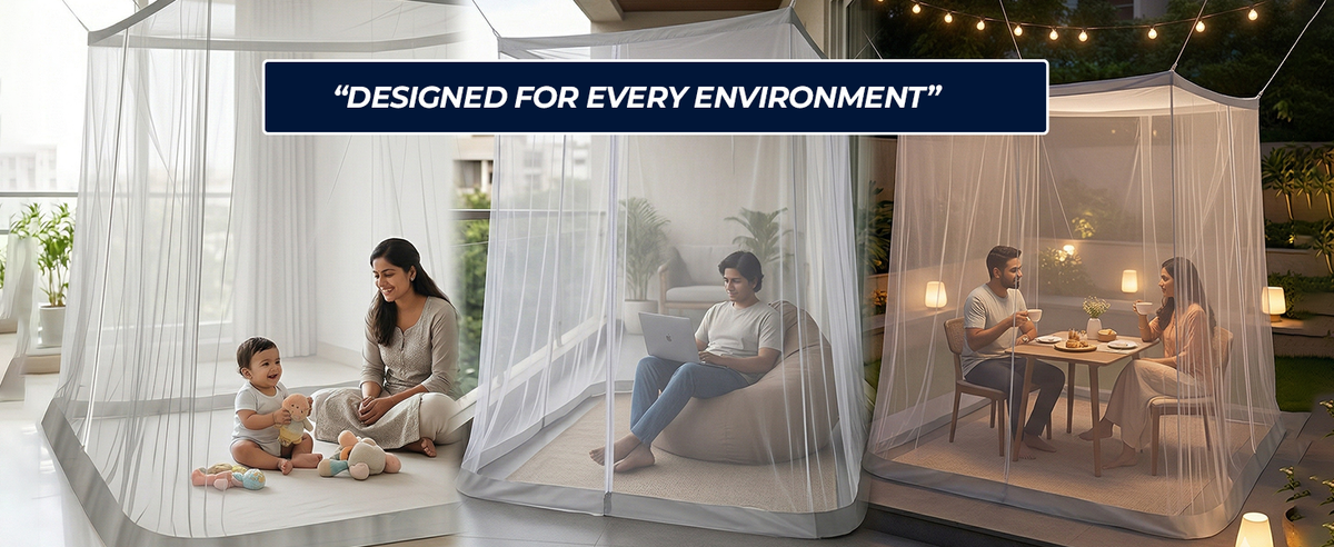 Mosquito Net for Bed - Hanging Bed Net - Polyester - Machardani - Double Zipper Entry - Elegant White with Grey Border