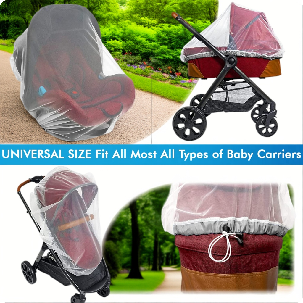 Mosquito Net for Baby Carriers, Stroller, Car Seats, Cradles. 29x21 Inch White Color.