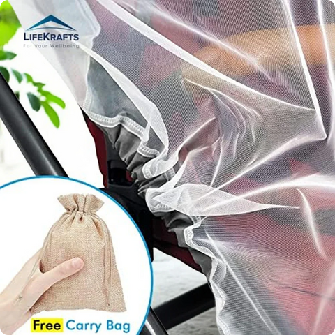 LifeKrafts baby stroller mosquito net with breathable white mesh