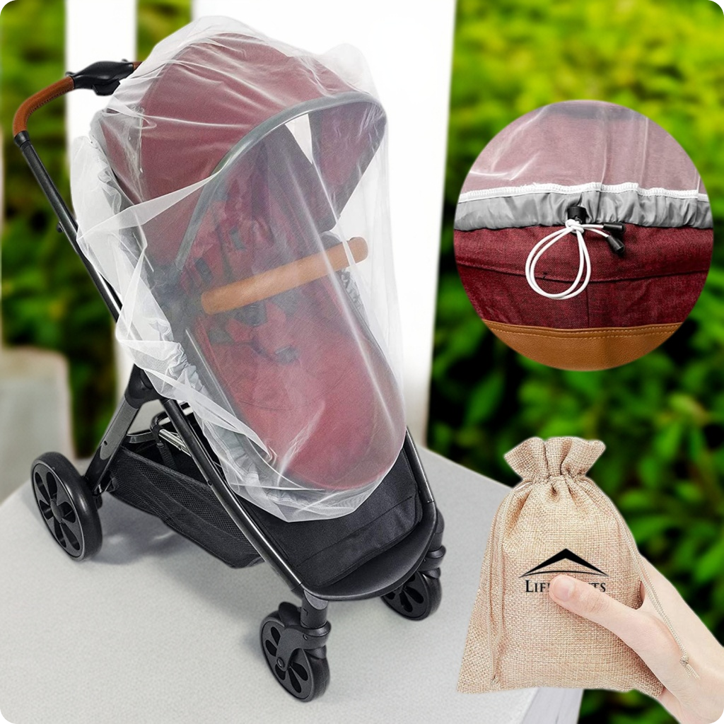 Mosquito Net for Baby Carriers, Stroller, Car Seats, Cradles. 29x21 Inch White Color.