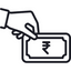 Icon of a hand holding a rupee note with a rupee symbol.
