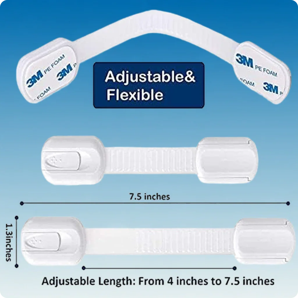 LifeKrafts adjustable flexible baby safety lock with 4 to 7.5 inch strap length