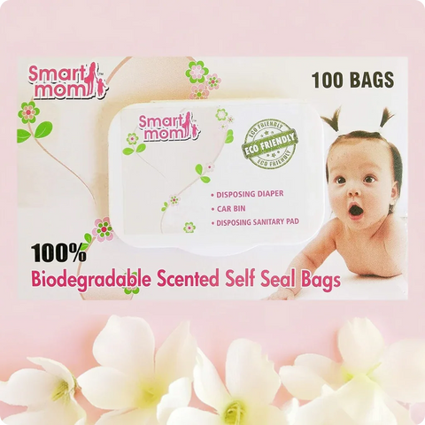 Biodegradable scented self-seal bags for disposing used diapers and sanitary pads pack of 100