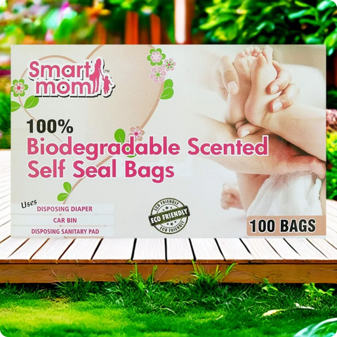 Biodegradable scented self-seal bags for disposing used diapers and sanitary pads pack of 100