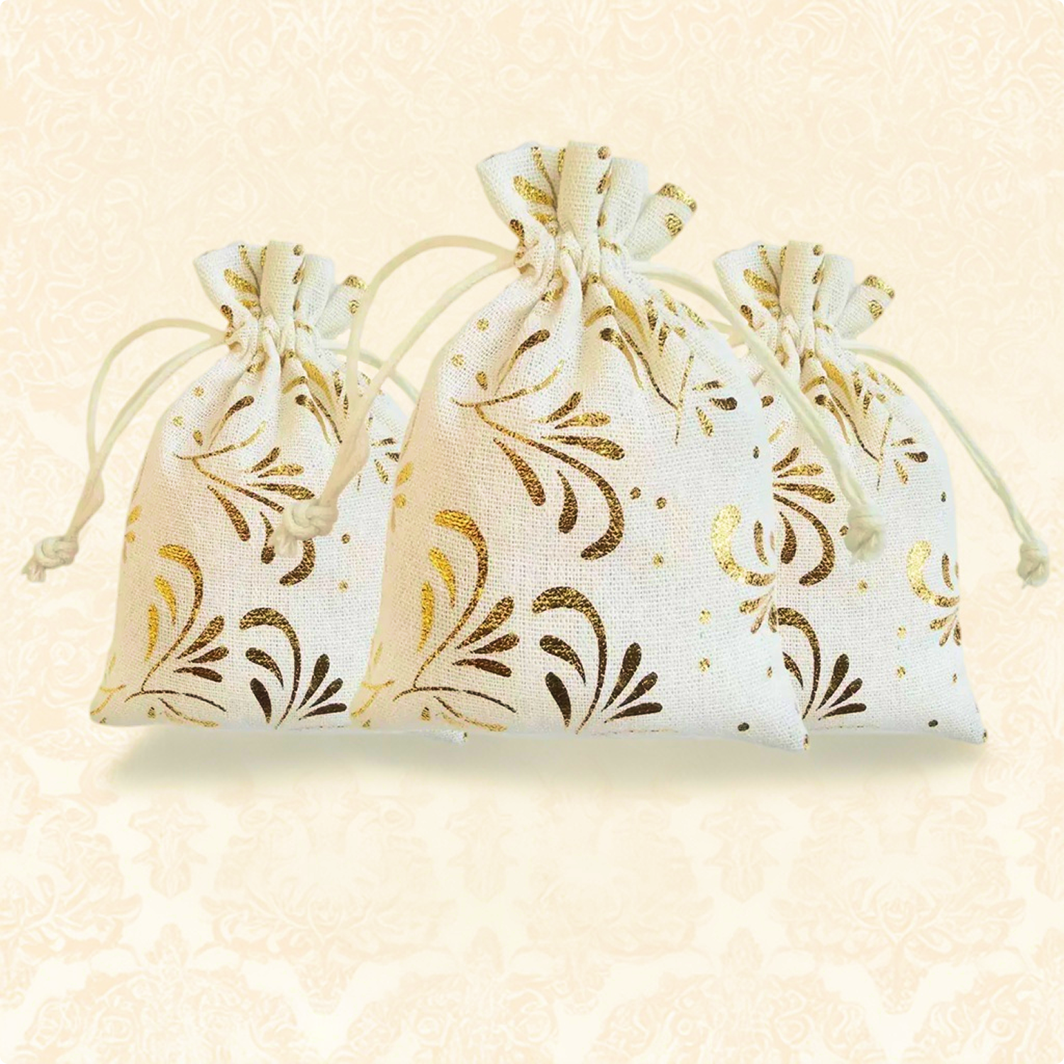 Cotton Printed Drawstring Gift Bags Return Gifts Bags for Festivals, Functions