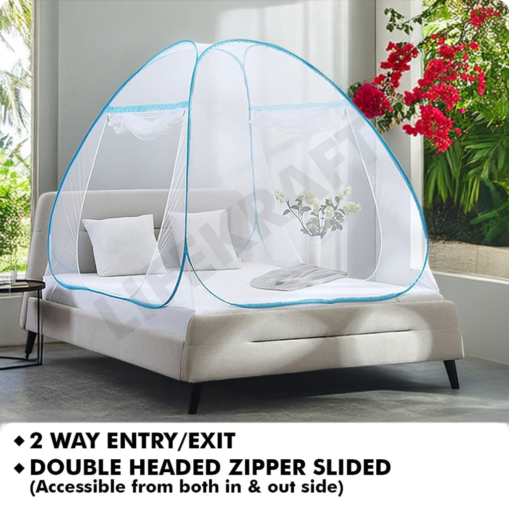 Mosquito Net for Bed | Foldable-Polyester | Double Queen Size | Travel-friendly foldable design | LifeKrafts Mosquito Net for Bed LifeKrafts