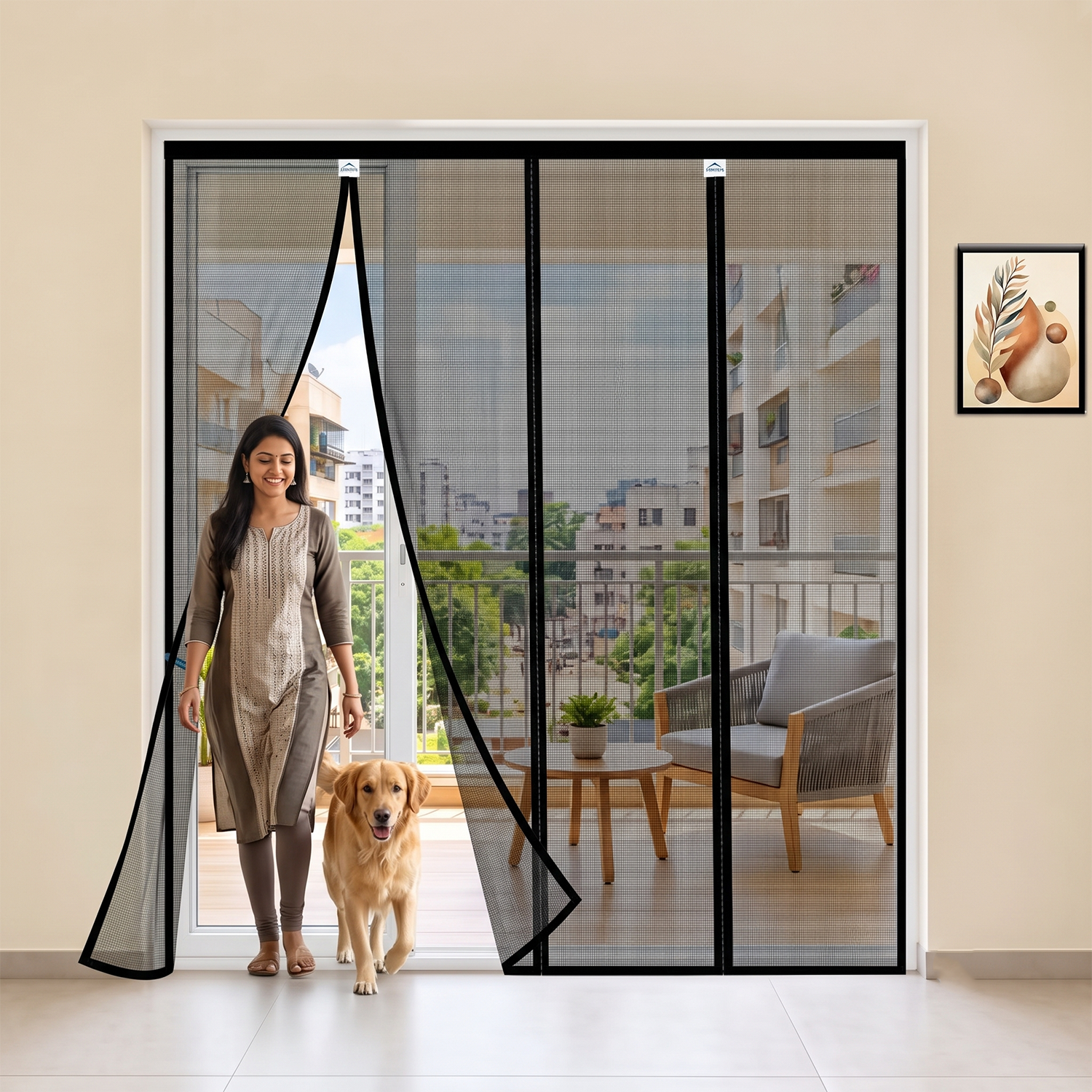 Customizable Mosquito Net for Door-Magnetic | Polyester | Double Opening