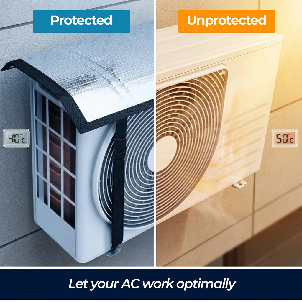 AC Outdoor Unit Cover for 1 & 1.5 Ton - Aluminium - Heat Insulated Weather Resistant - 100×40 cm - Pack of 1 - LifeKrafts