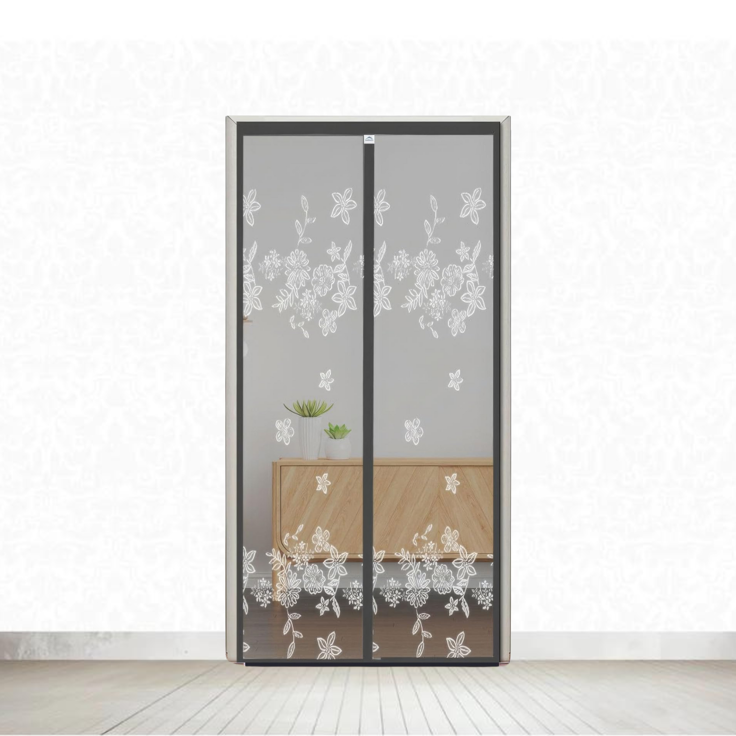 Polyester Door Mosquito Net with Magnets Jacquard Grey Color