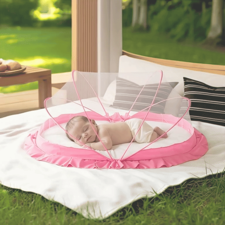 Baby Mosquito Net | Foldable | 135x65x65 cm | Pink | Ingenious Design | LifeKrafts baby Mosquito net LifeKrafts