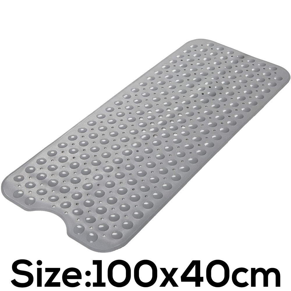 Anti Slip Bath Mat with suction cup Grey color (100 x 40 cm) Soft-Pebble LifeKrafts