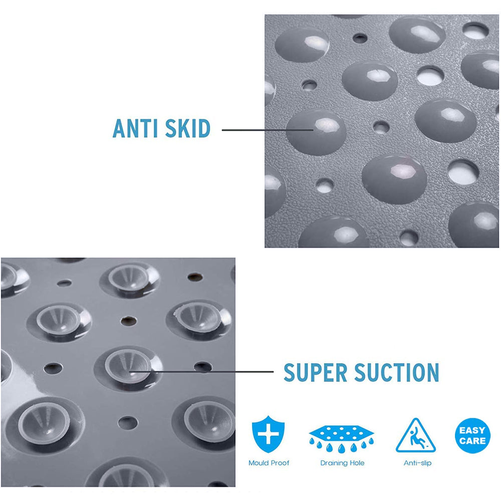 Experia Anti-Slip with Suction Cup Bath Mat, 106 x 60 cm Grey Color (Soft-Pebble) LifeKrafts