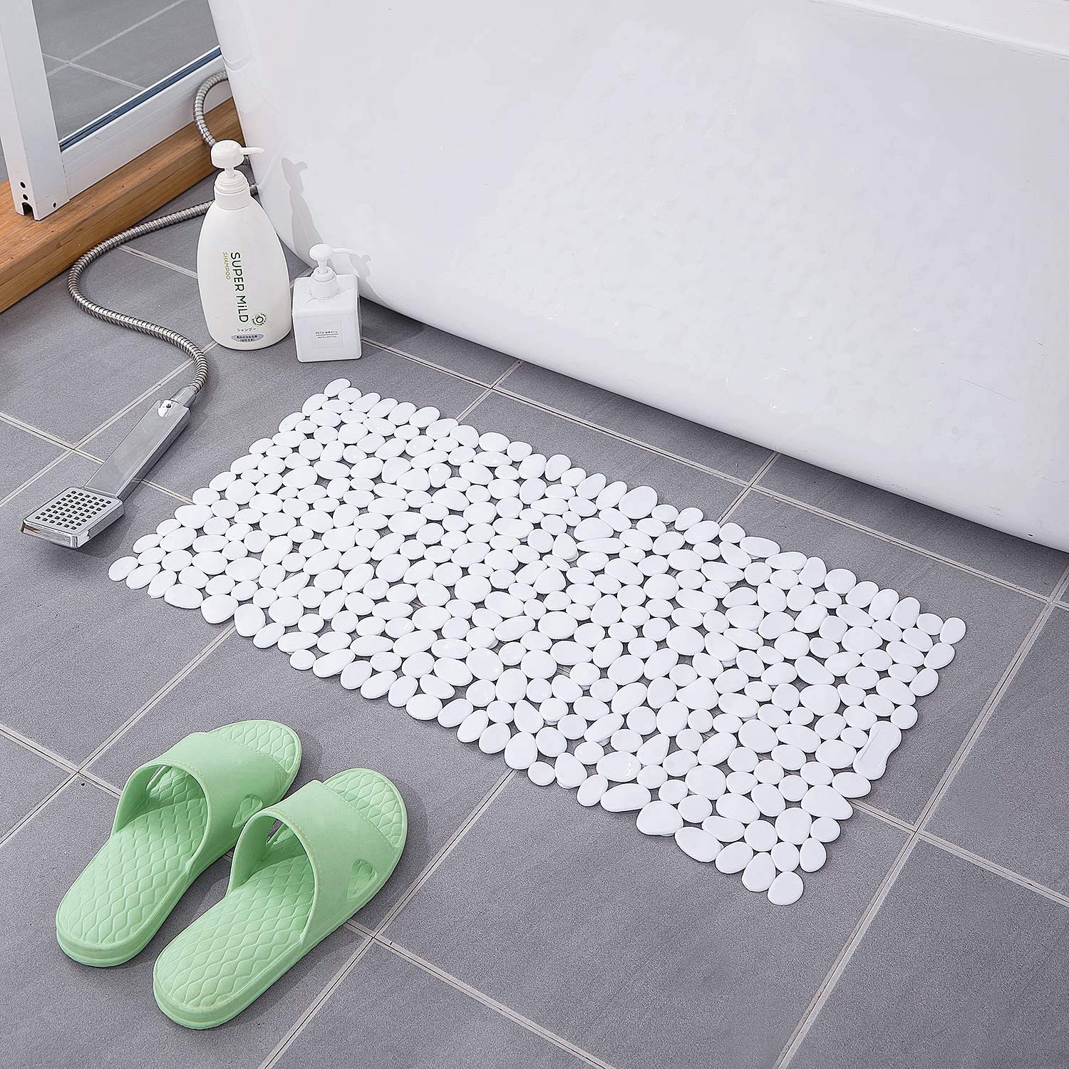Non Slip Bath Mat Extra Soft Eco Friendly Bathroom Shower Mat - 88*40 cm-White LifeKrafts