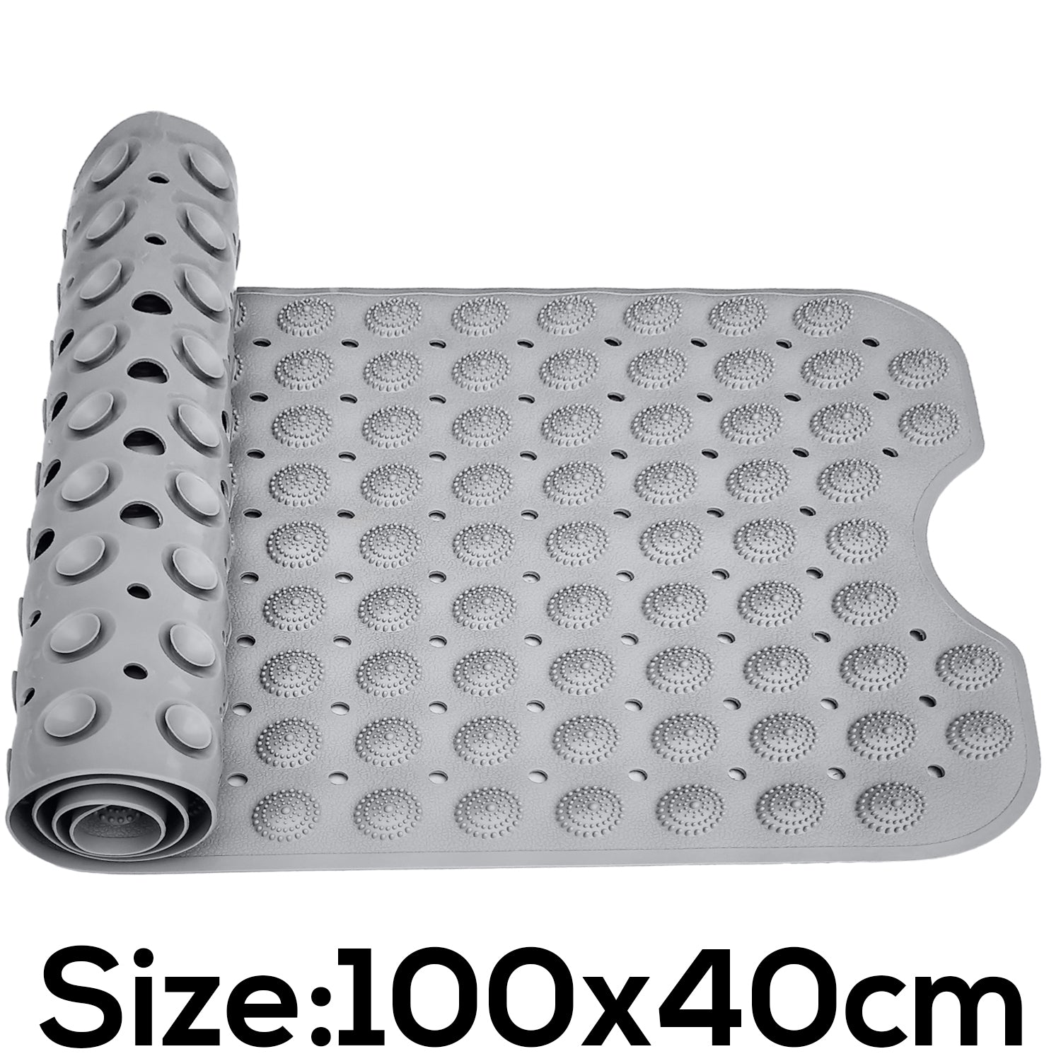 Experia Anti Slip Bath Mat with Suction Cup - 100 x 40 cm (Grey Color With Accu Pebble) LifeKrafts