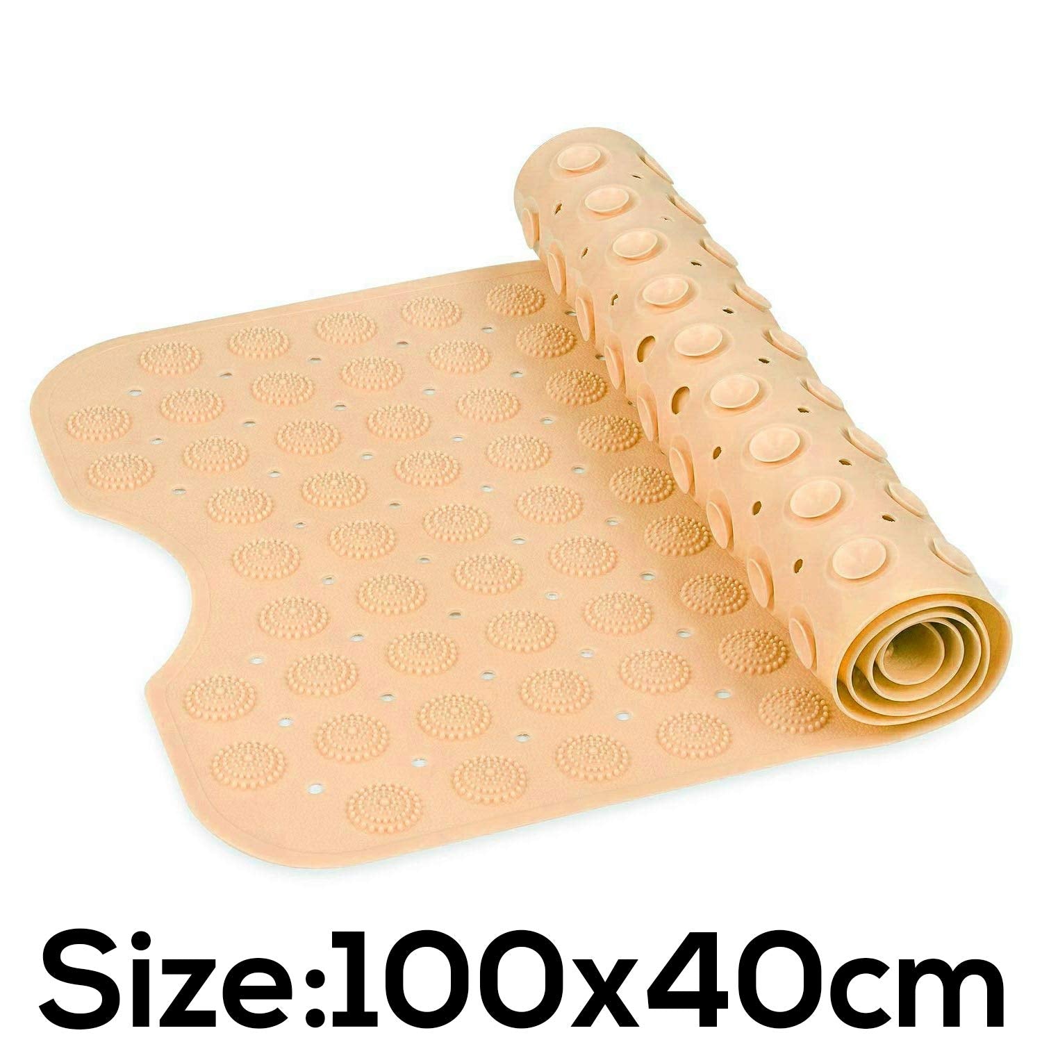 Experia Anti Slip with Suction cup Bath Mat - 100 x 40 cm (Cream Color with Accu-Pebble) LifeKrafts