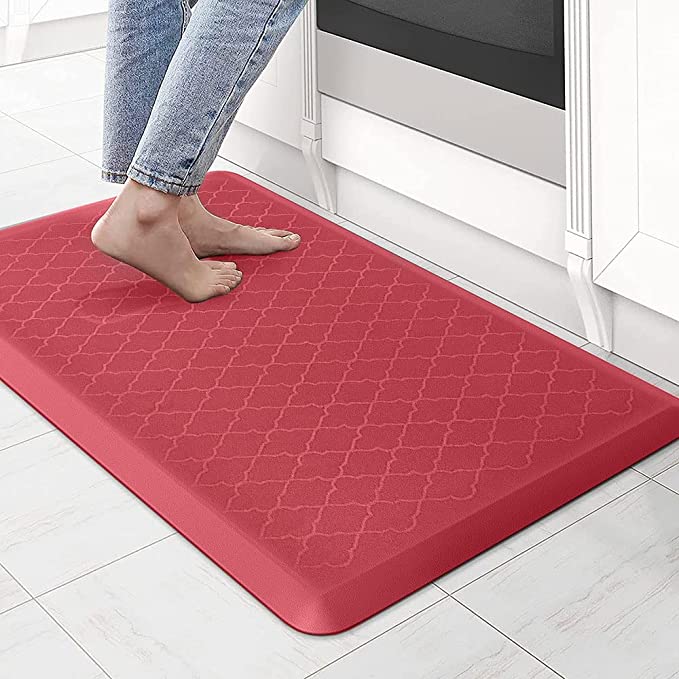 LifeKrafts Anti Fatigue Floor Mat Thick Perfect Kitchen Mat (82x52 cm, Red)