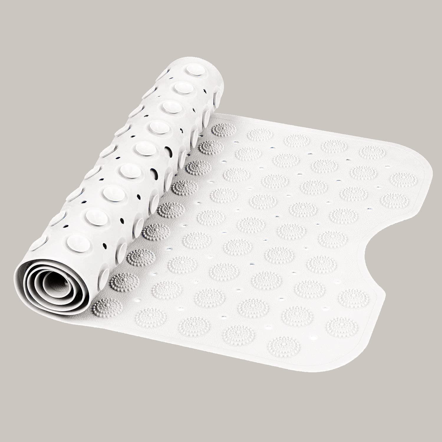 Experia Anti Slip Bath Mat with Suction Cup - 100*40 cm (White Color with Accu Pebble) LifeKrafts