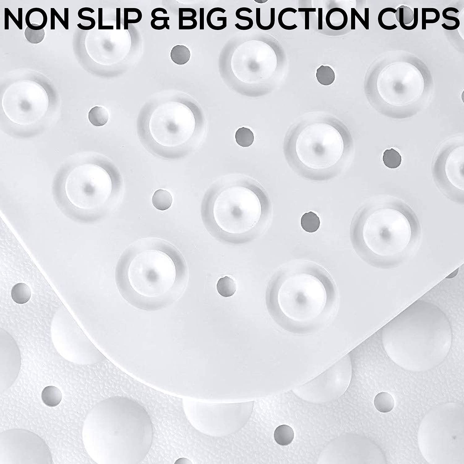 Experia Anti-Slip with Suction Cup Bath Mat with Soft-Pebble (106x60cm, Big Size, White) LifeKrafts