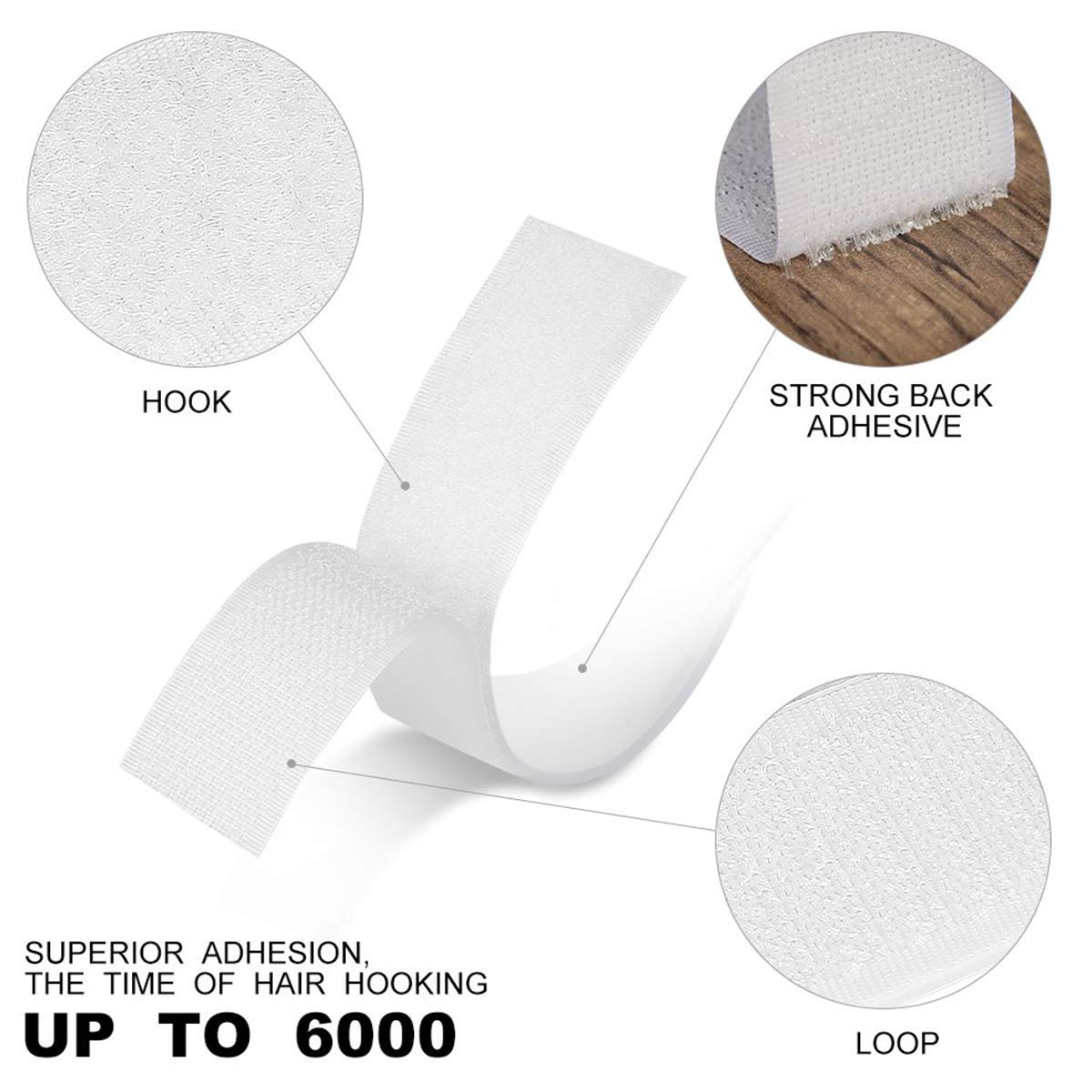 Self Adhesive Hook and Non Adhesive Loop Tape with Strong Glue - White Color (20mm) LifeKrafts