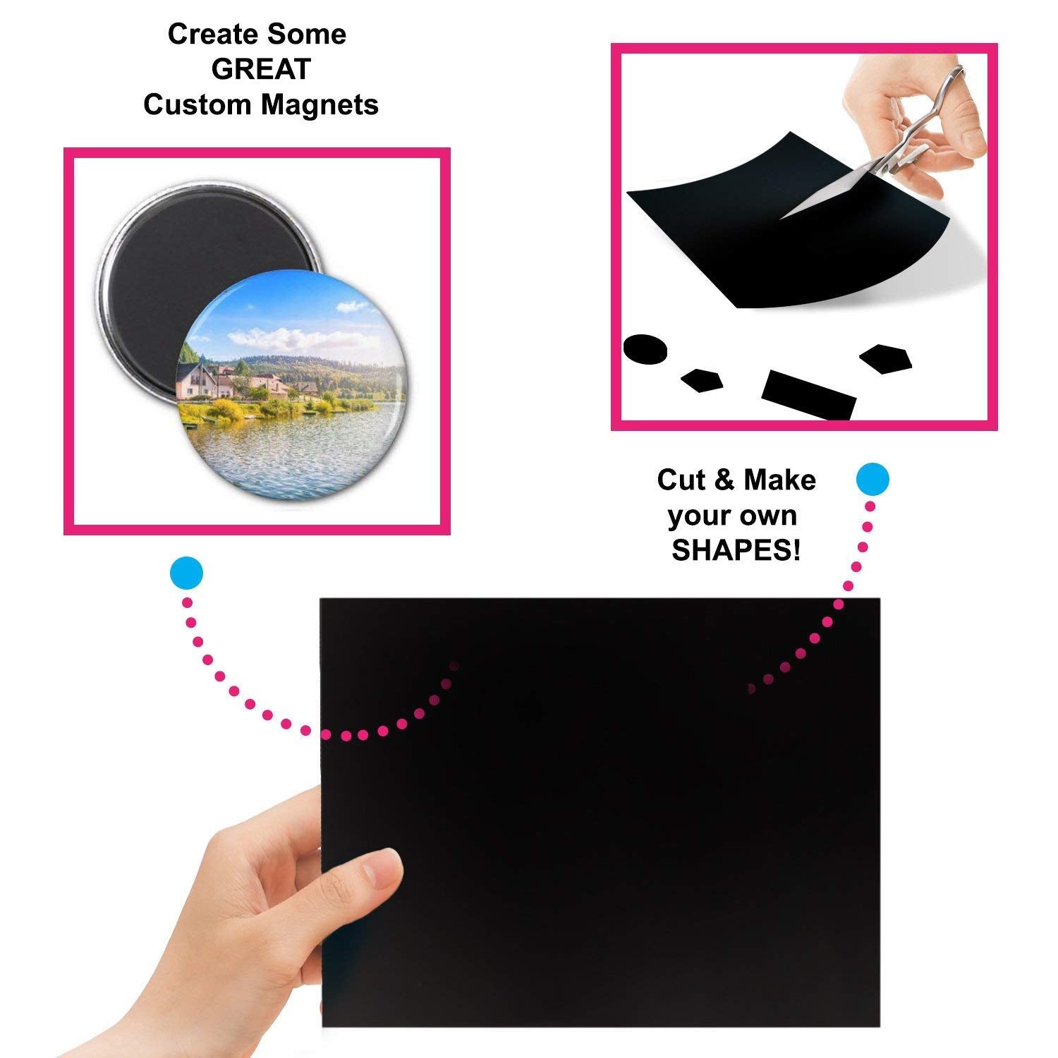 Magnetic Adhesive Sheets,|2 x 3.5| 45 Pack，Cuttable Magnetic Sheets with  Ad