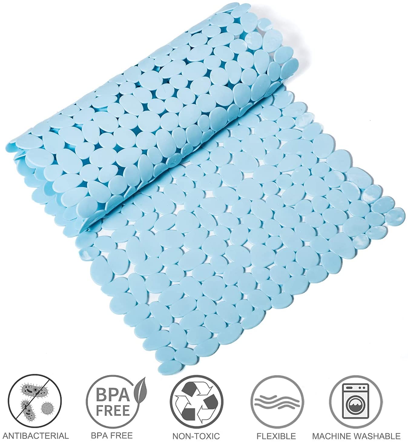 Anti-Slip Mat for Bathroom Floor 88 x 40 cm (Blue) Pack of 1 LifeKrafts