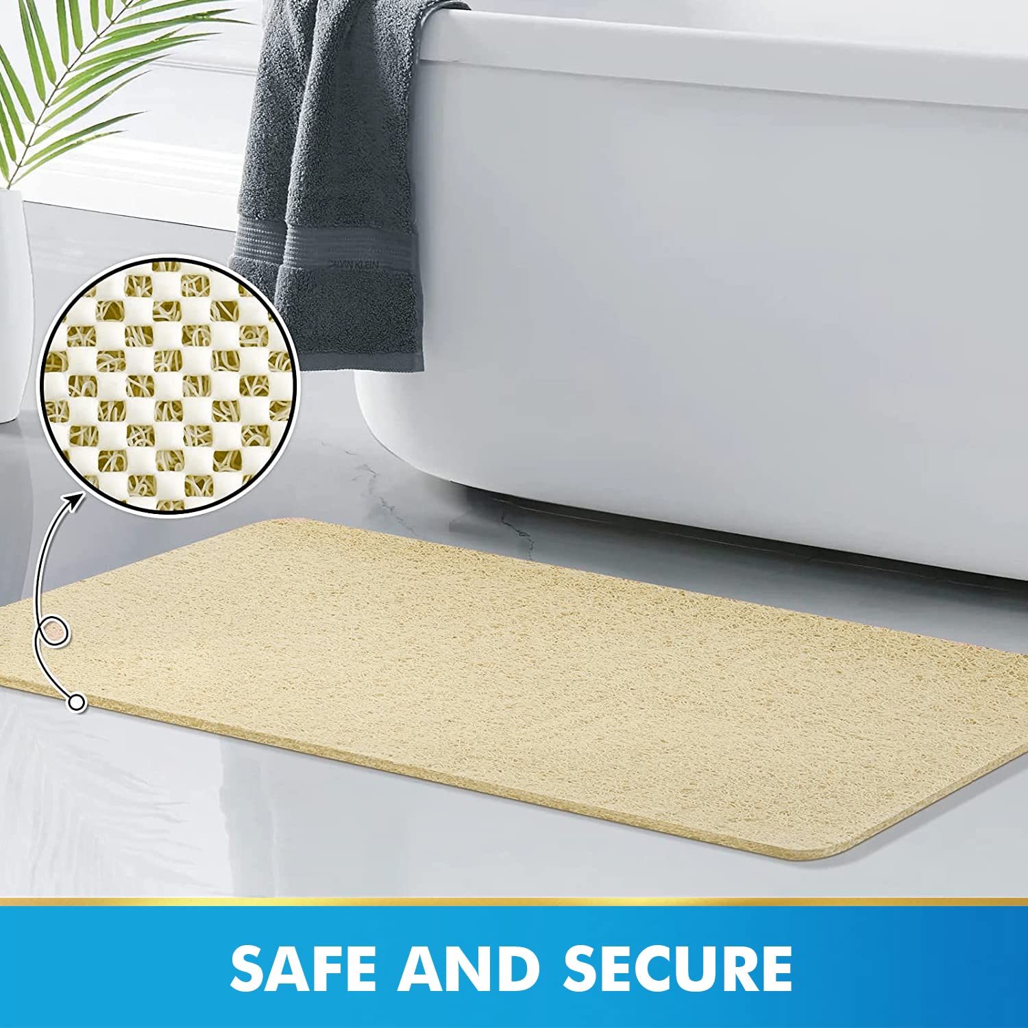 PVC Loofah Anti-Slip Shower Mat with Non-Slip Textured Backing Quick Drying LifeKrafts