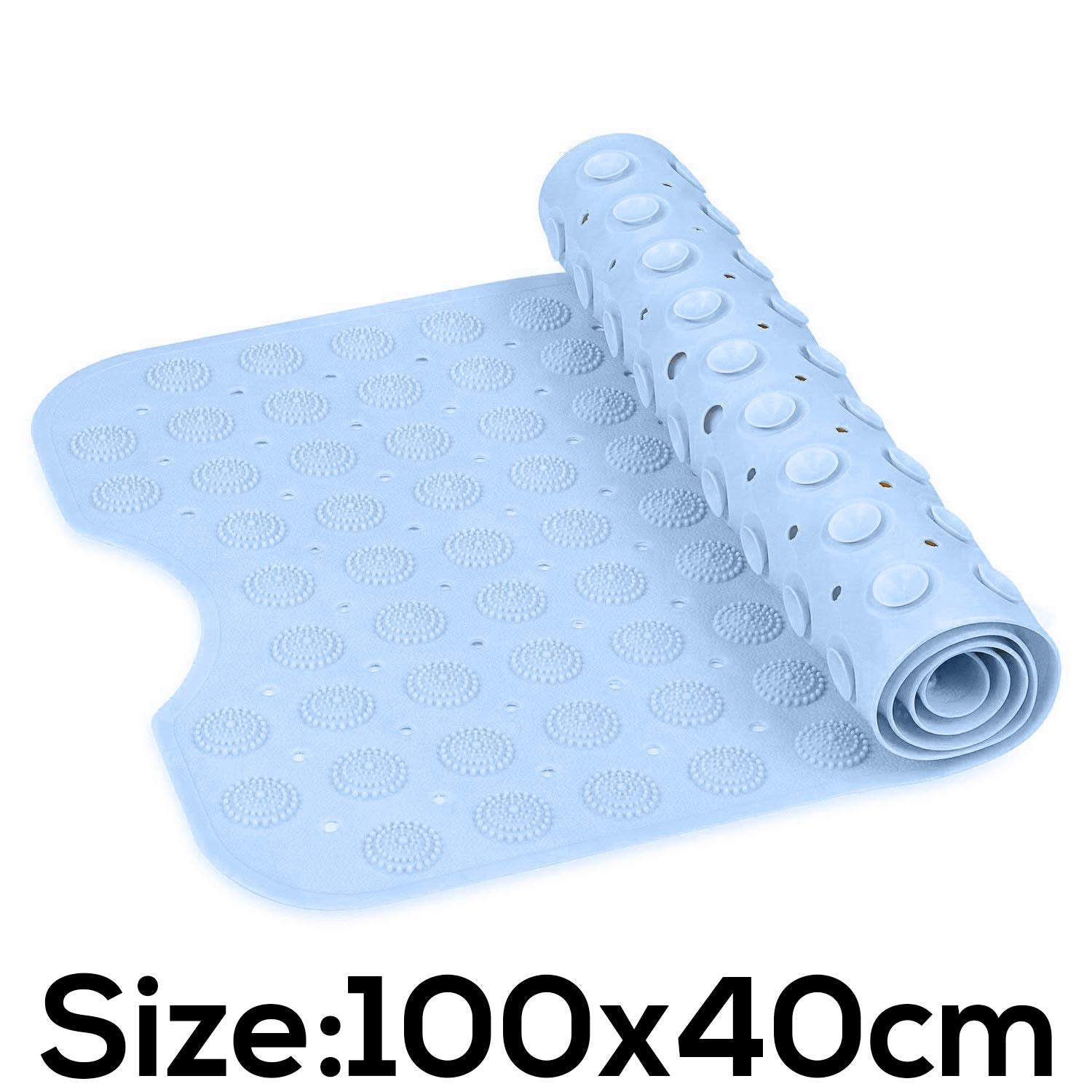 Experia Anti Slip Bath Mat with Suction Cup - 100 X 40 CM (Blue Color with Accu Pebble) LifeKrafts