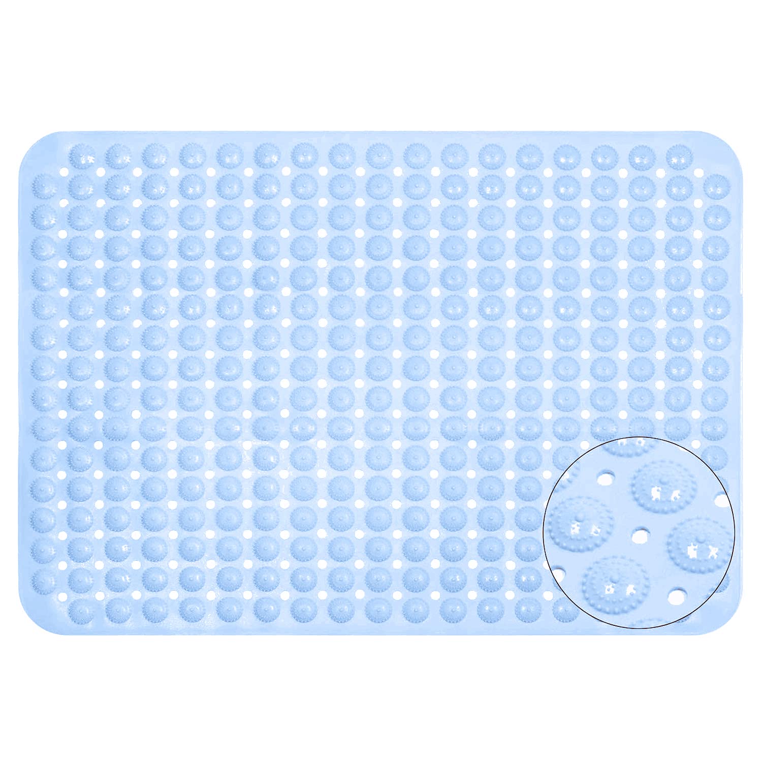 Experia Anti Slip Bath Mat with Suction Cup - 106 X 60 CM (Blue Color with Accu Pebble) LifeKrafts