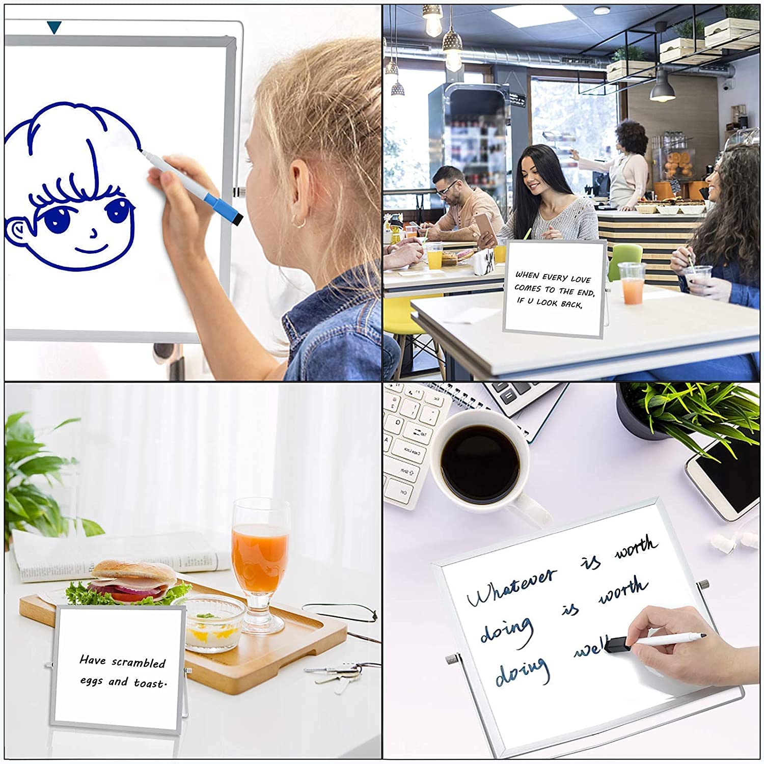 Mini Double-Sided Whiteboard with Stand, Tabletop Portable Easel Board for Kids and Adults LifeKrafts
